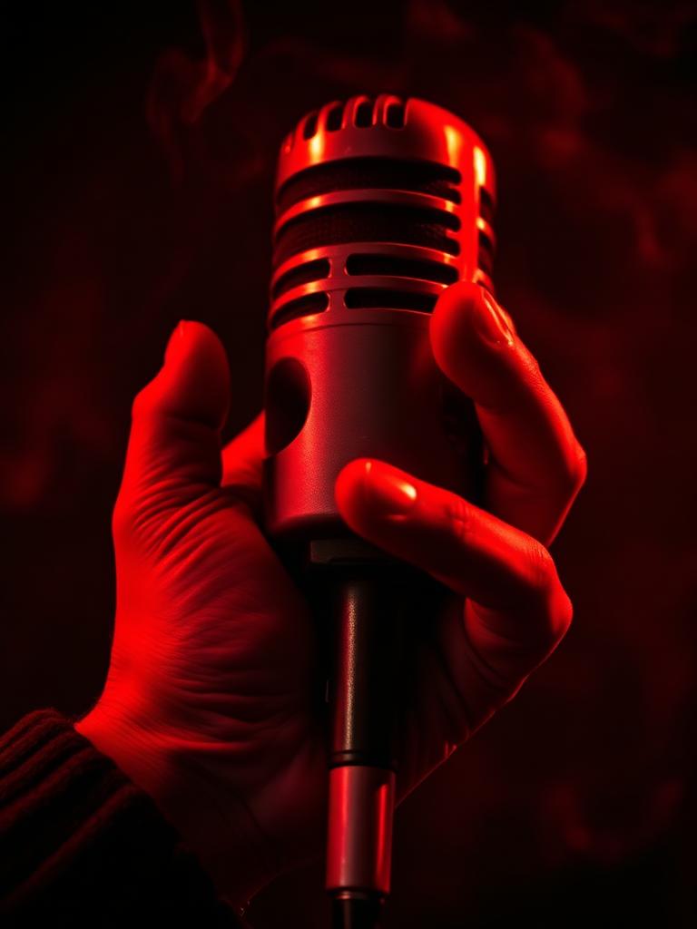 microphone in red light